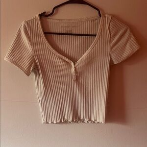 Ribbed Cream Crop Top